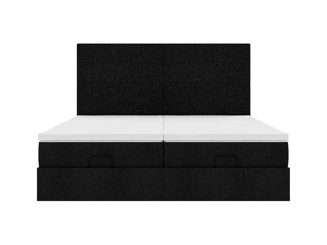 Cadre de lit ottoman avec matelas noir 160x200 cm tissu