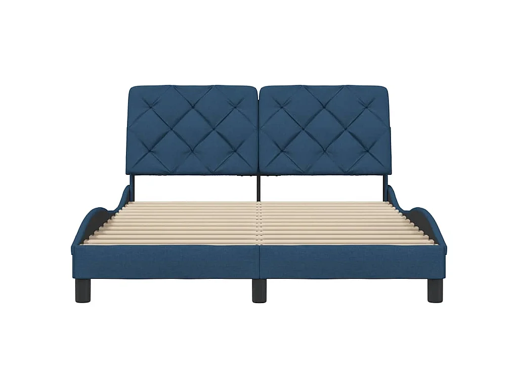Cadre de lit sans matelas bleu 140x190 cm tissu