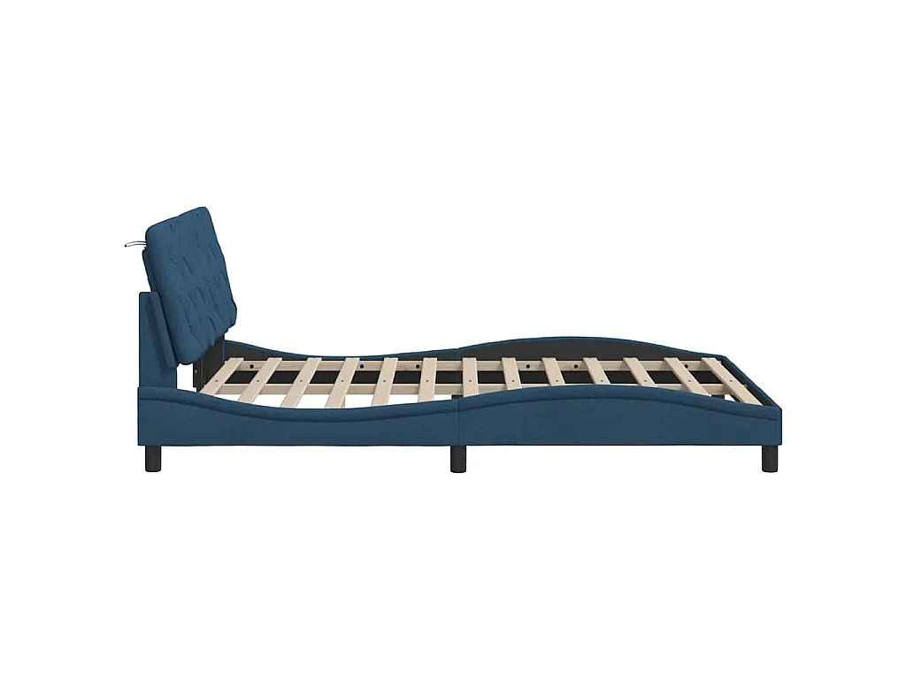 Cadre de lit sans matelas bleu 140x190 cm tissu