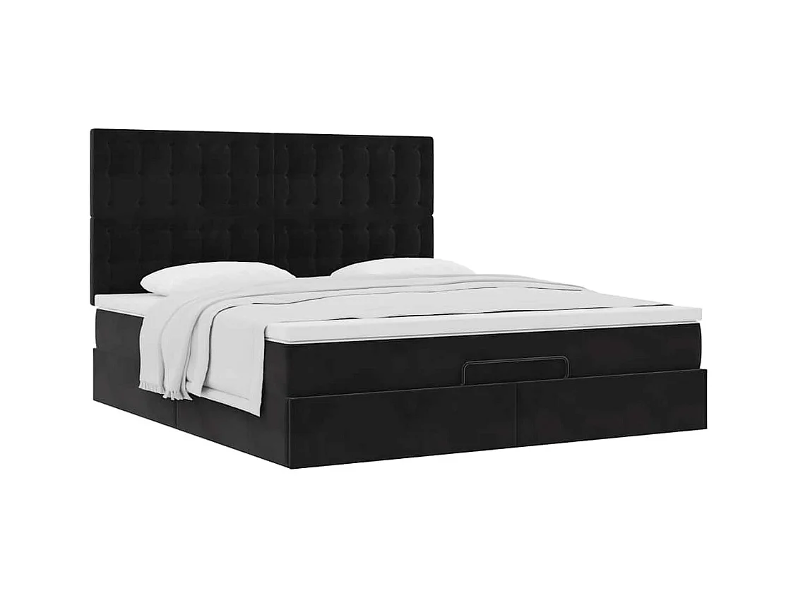 Ottoman bed met matrassen 160x200cm fluweel zwart