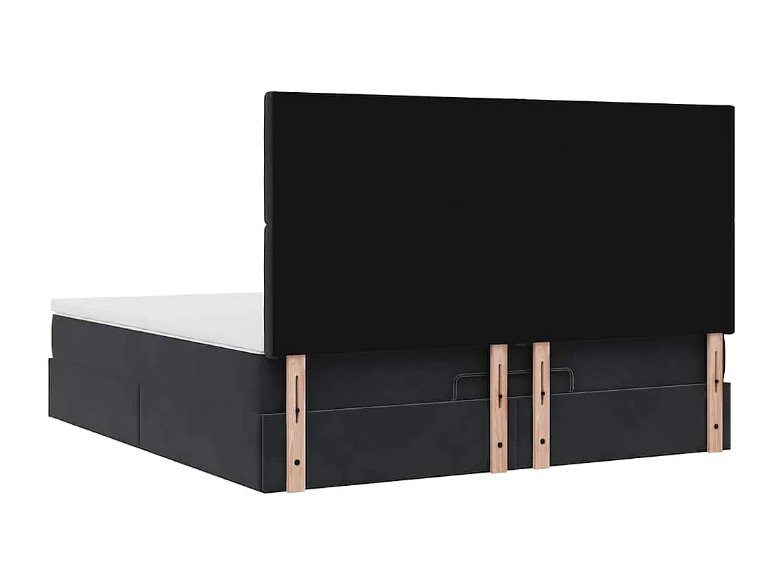 Ottoman-Bett mit Matratzen Schwarz 160x200 cm Samt