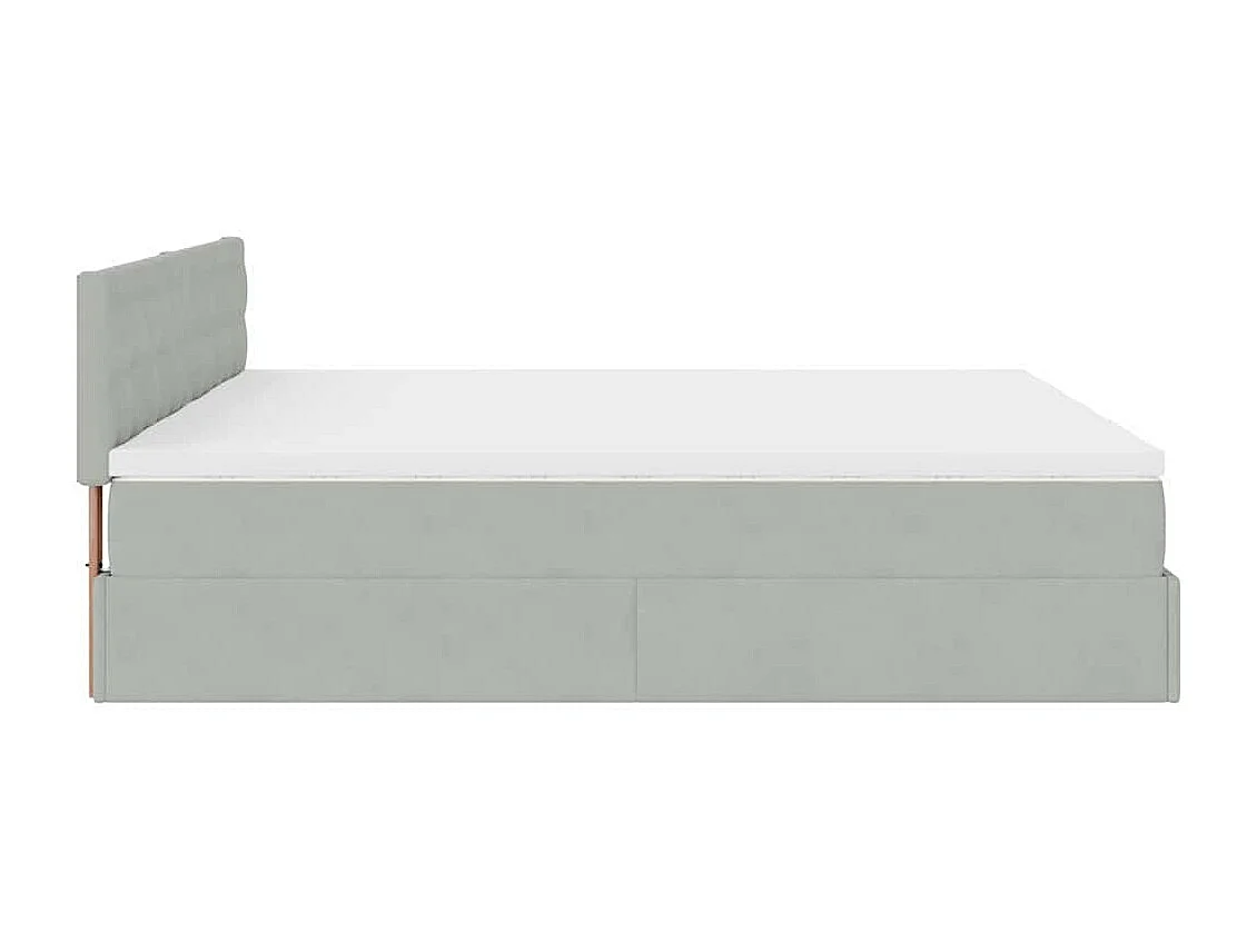 Ottoman-Bett mit Matratzen Hellgrau 180x200 cm Samt