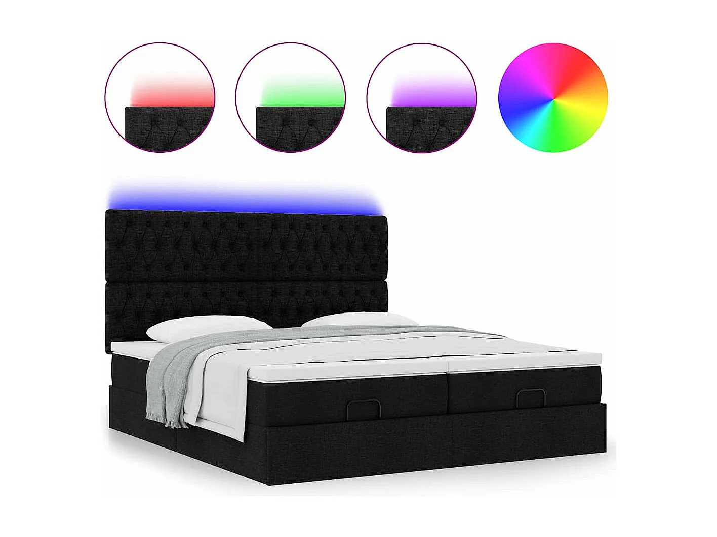 63 / 5,000vidaXL Estrutura de cama otomana com colchões tecido preto