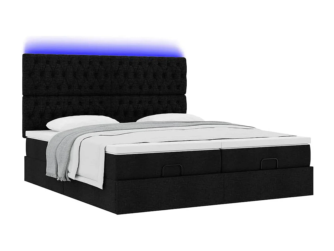 63 / 5,000vidaXL Estrutura de cama otomana com colchões tecido preto