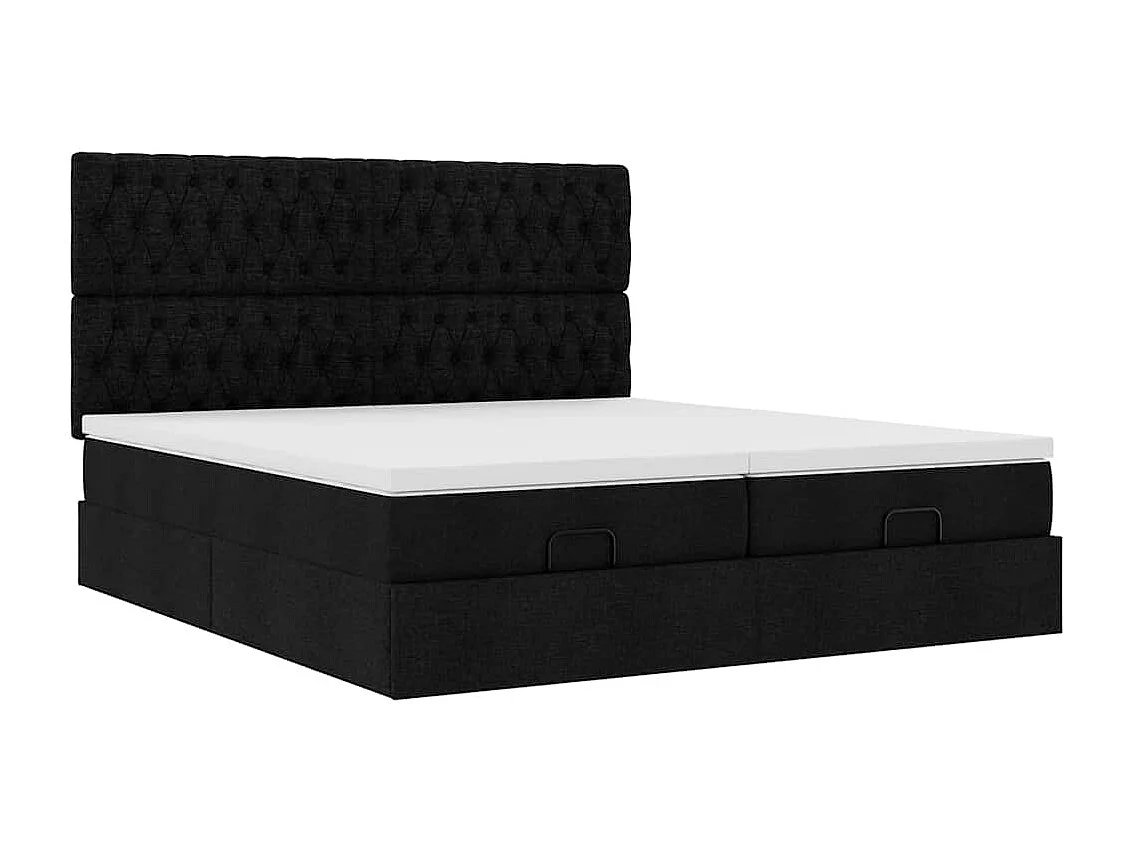 63 / 5,000vidaXL Estrutura de cama otomana com colchões tecido preto