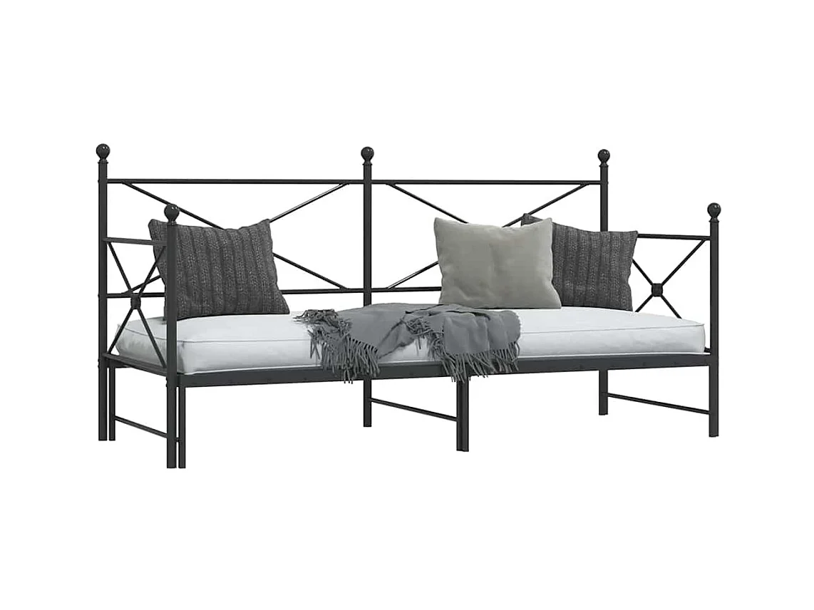Lit de jour avec gigogne sans matelas noir 90x200 cm acier