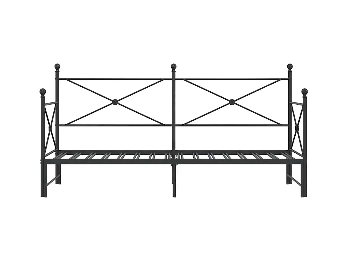 Lit de jour avec gigogne sans matelas noir 90x200 cm acier