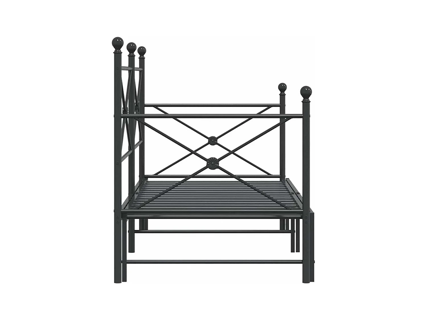 Lit de jour avec gigogne sans matelas noir 90x200 cm acier