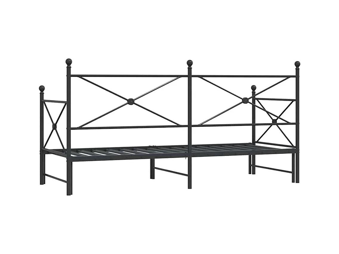 Lit de jour avec gigogne sans matelas noir 90x200 cm acier
