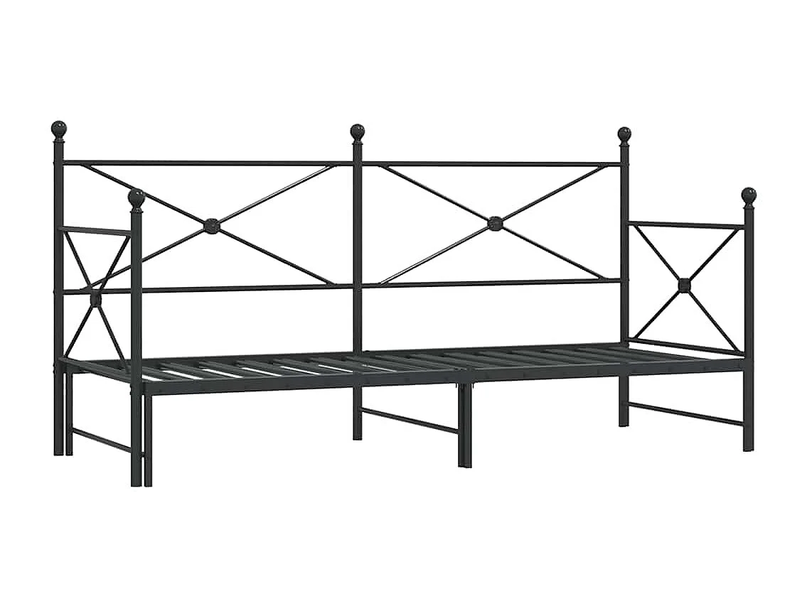 Lit de jour avec gigogne sans matelas noir 90x200 cm acier