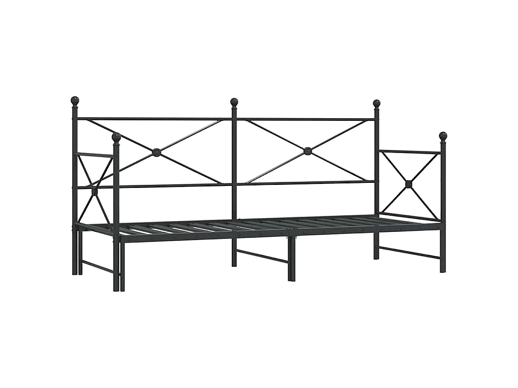 Divano Letto Estraibile senza Materasso Nero 90x200 cm Acciaio