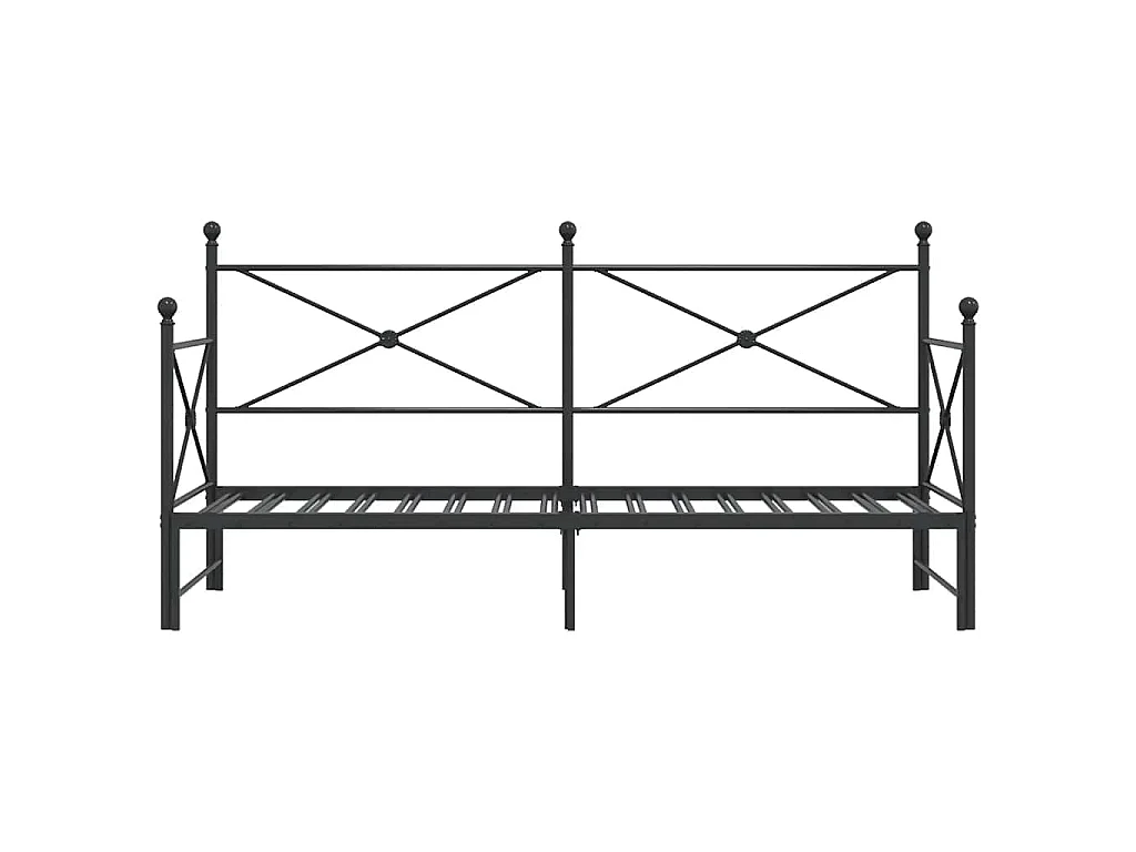 Divano Letto Estraibile senza Materasso Nero 90x200 cm Acciaio