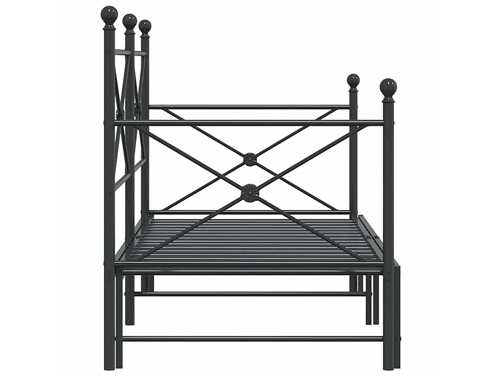 Divano Letto Estraibile senza Materasso Nero 90x200 cm Acciaio