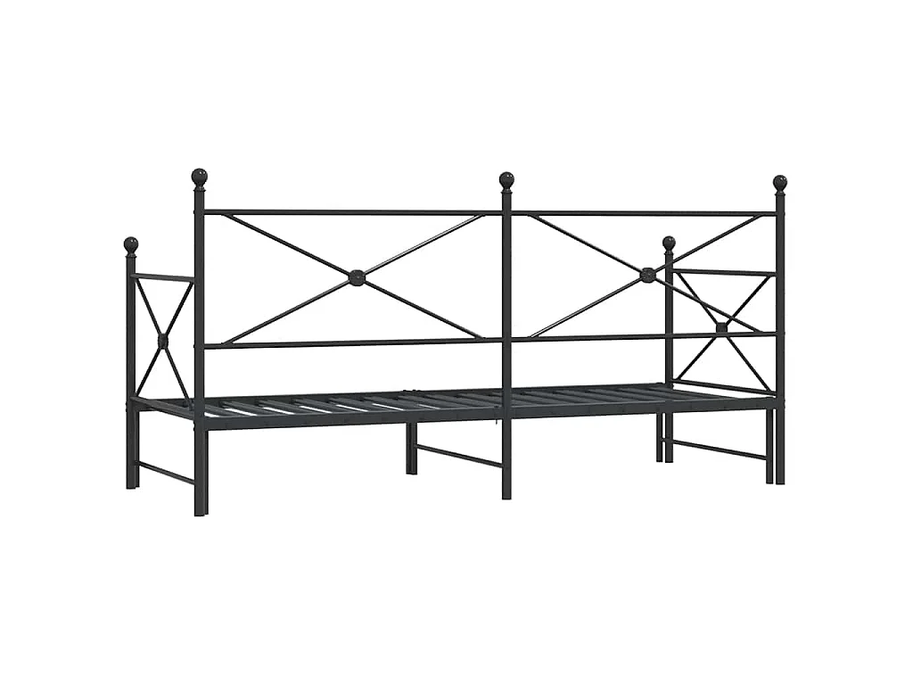 Divano Letto Estraibile senza Materasso Nero 90x200 cm Acciaio