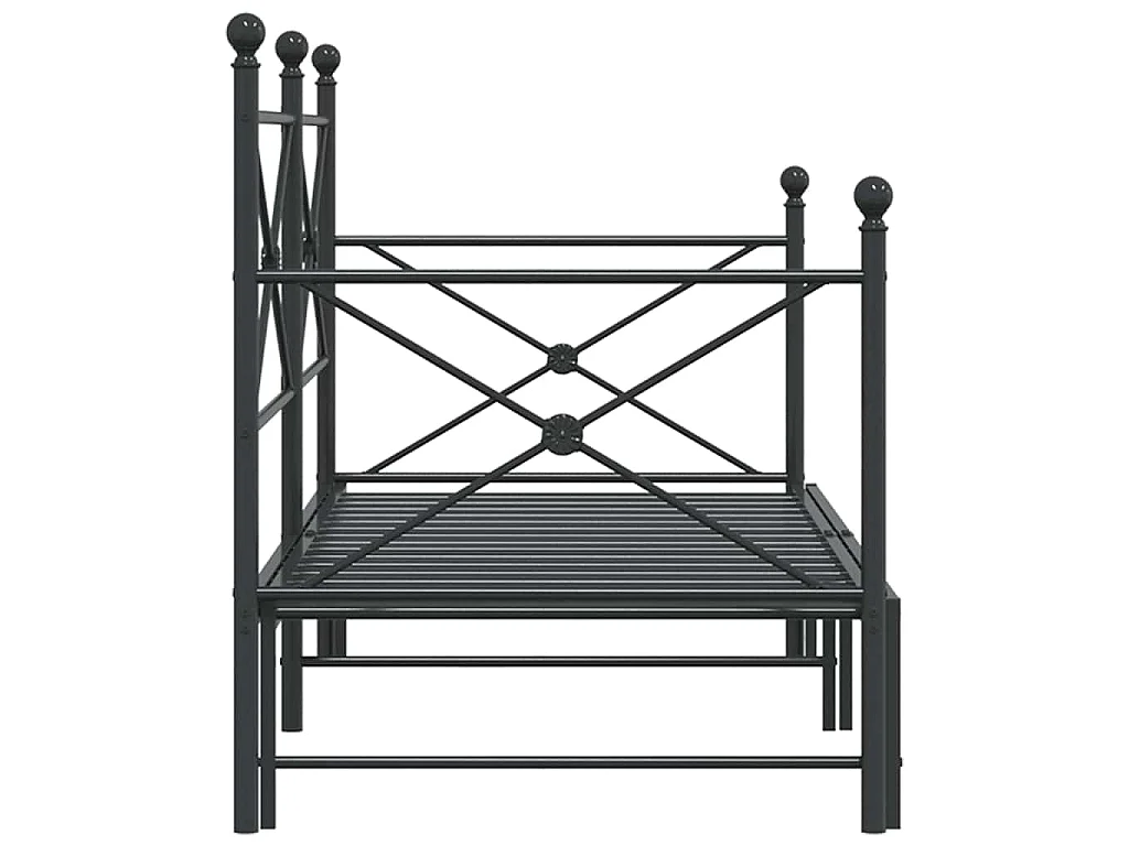 Slaapbank met onderschuifbed zonder matras 90x200cm staal zwart