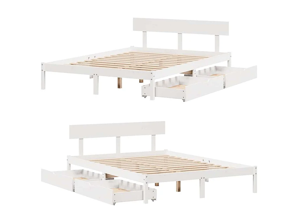 Massivholzbett ohne Matratze Weiß 140x200 cm Kiefernholz