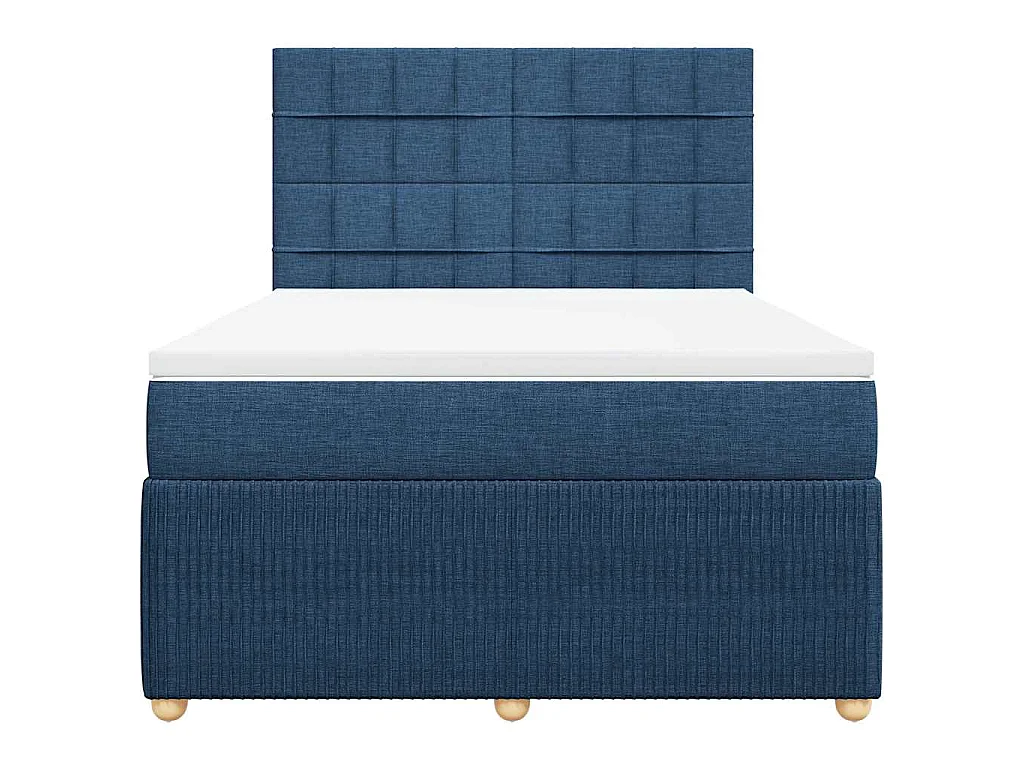 Cama com molas/colchão 160x200 cm tecido azul