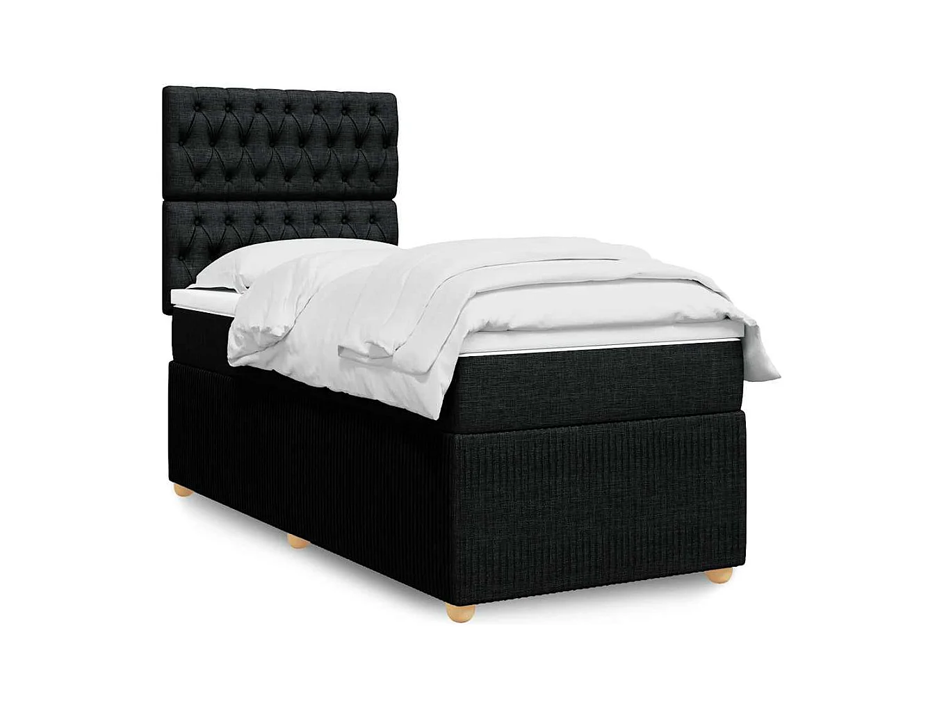 Sommier à lattes de lit avec matelas Noir 90x190 cm Tissu
