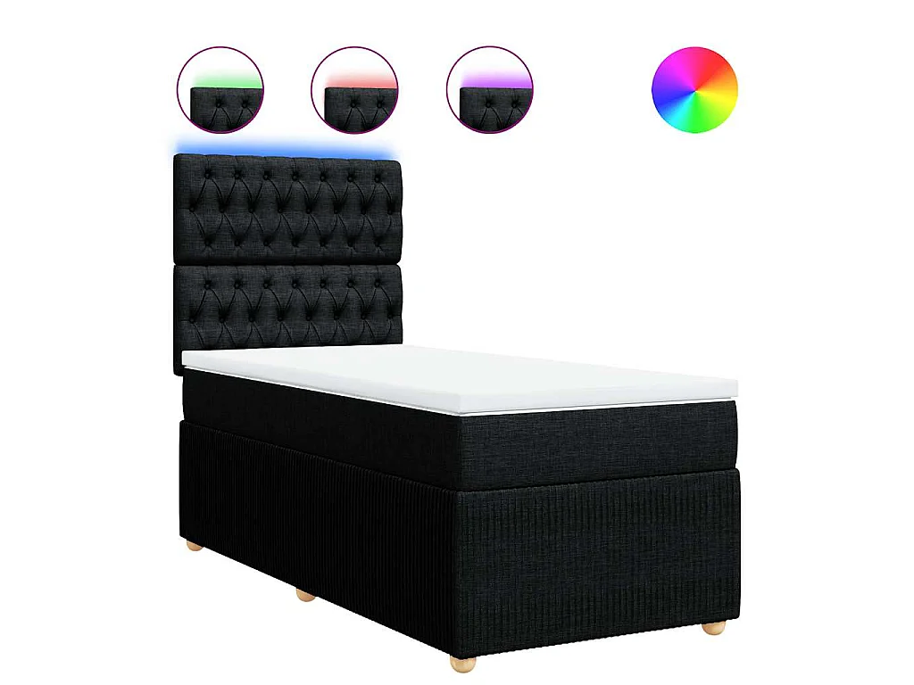 Boxspringbett mit Matratze Schwarz 90x190 cm Stoff