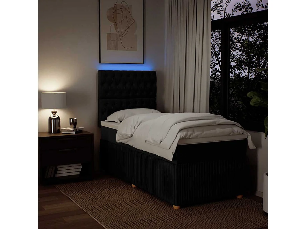 Boxspringbett mit Matratze Schwarz 90x190 cm Stoff