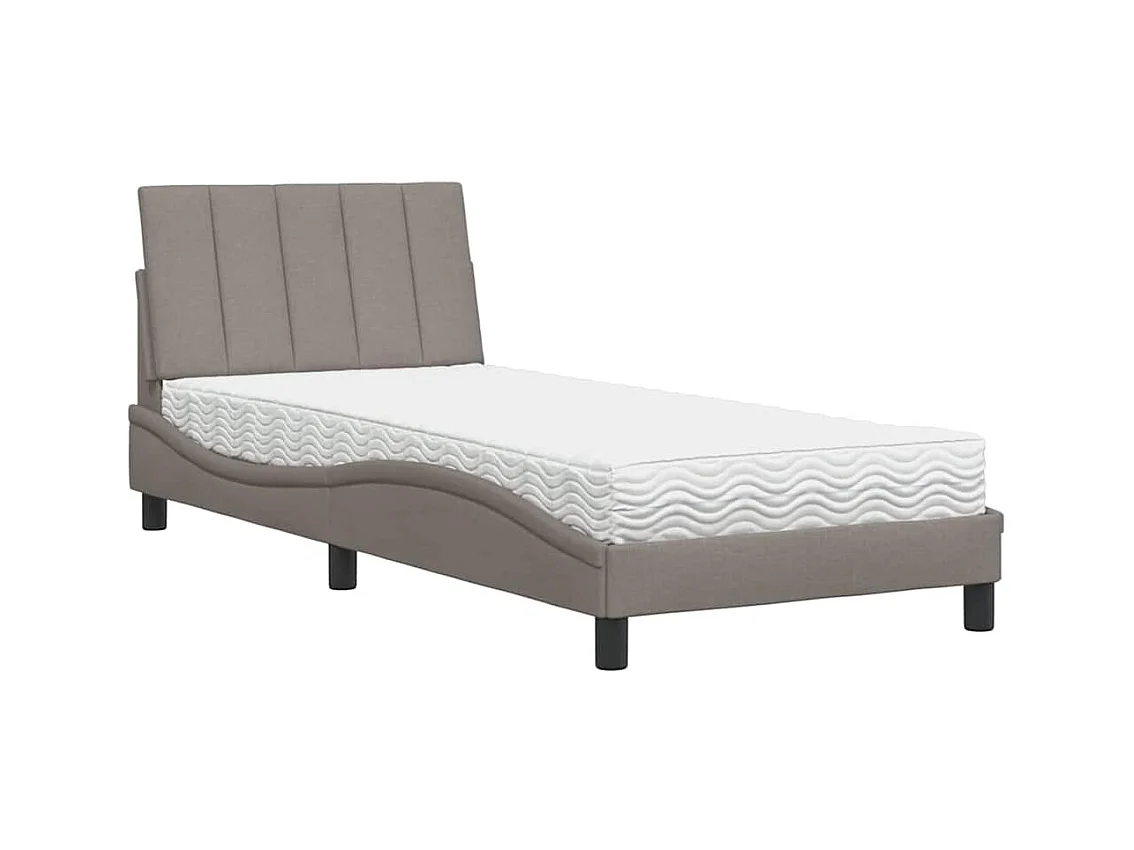 Lit avec matelas Hanko taupe 90x200 cm tissu