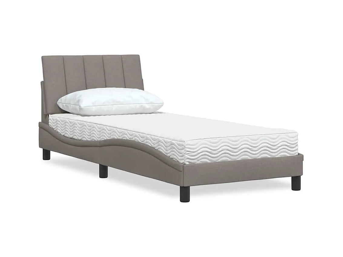 Cama com colchão Hanko 90x200 cm tecido cinzento-acastanhado