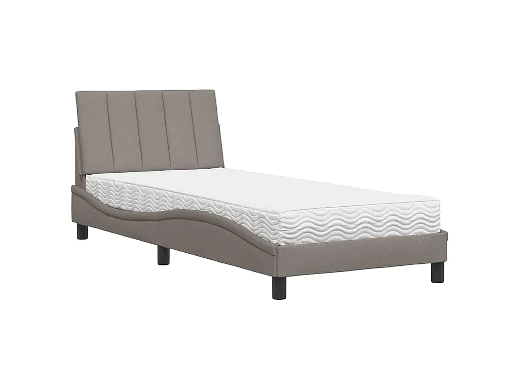 Bett mit Matratze "Hanko" Taupe 90x200 cm Stoff