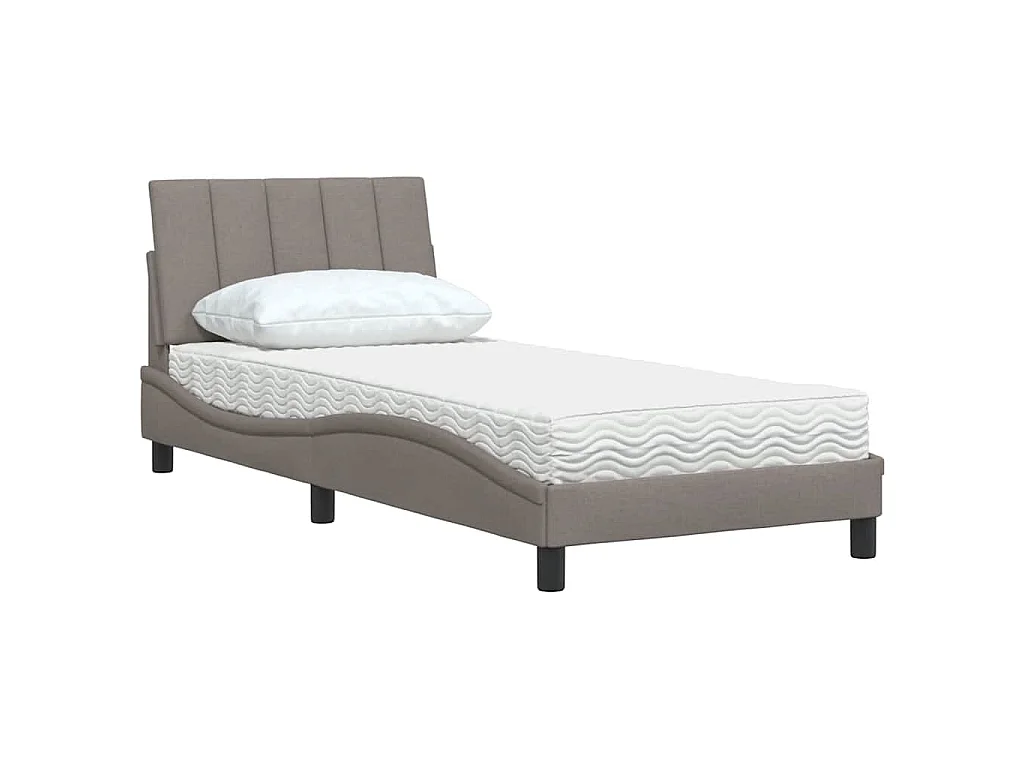 Bett mit Matratze "Hanko" Taupe 90x200 cm Stoff