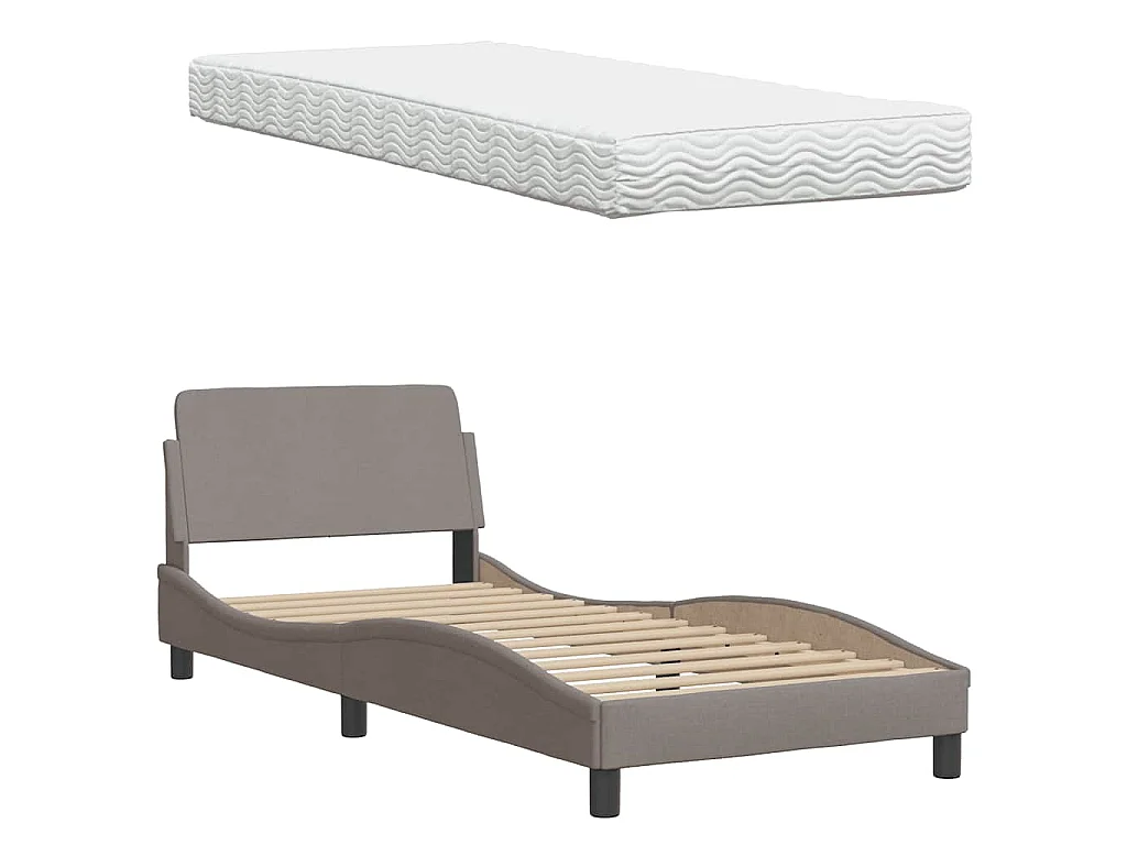 Bett mit Matratze "Hanko" Taupe 90x200 cm Stoff