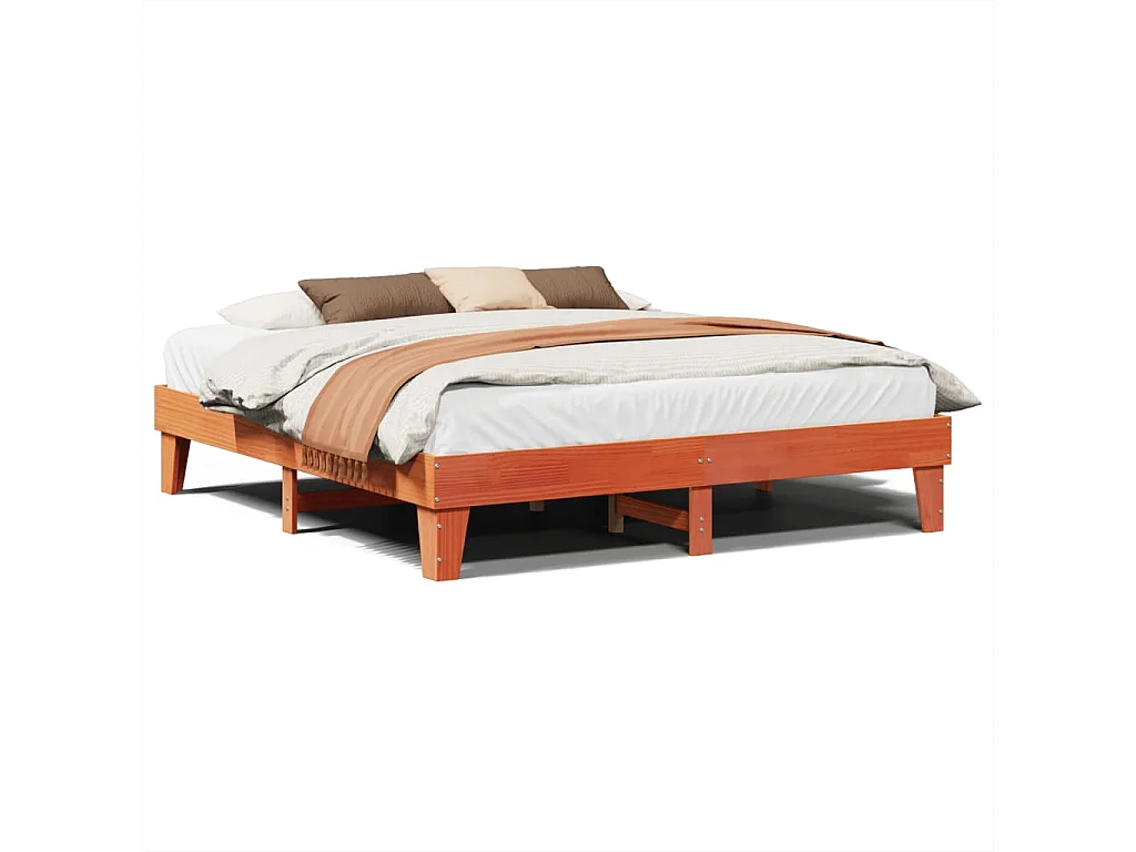 Cadre de lit sans matelas cire marron 180x200cm bois pin massif