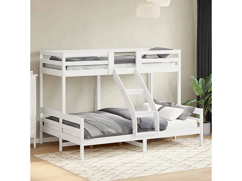 Lit superposé sans matelas 80x200/140x200 cm blanc bois massif
