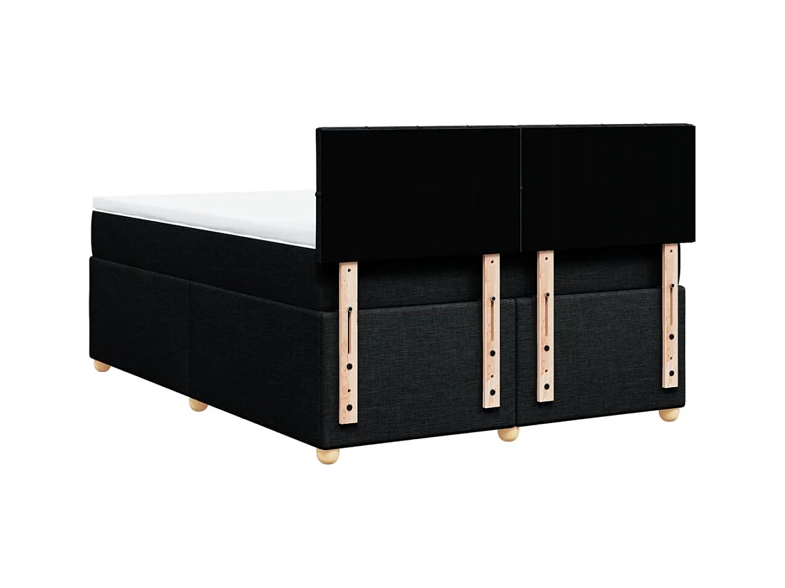 Sommier à lattes de lit avec matelas Noir 140x200 cm Tissu