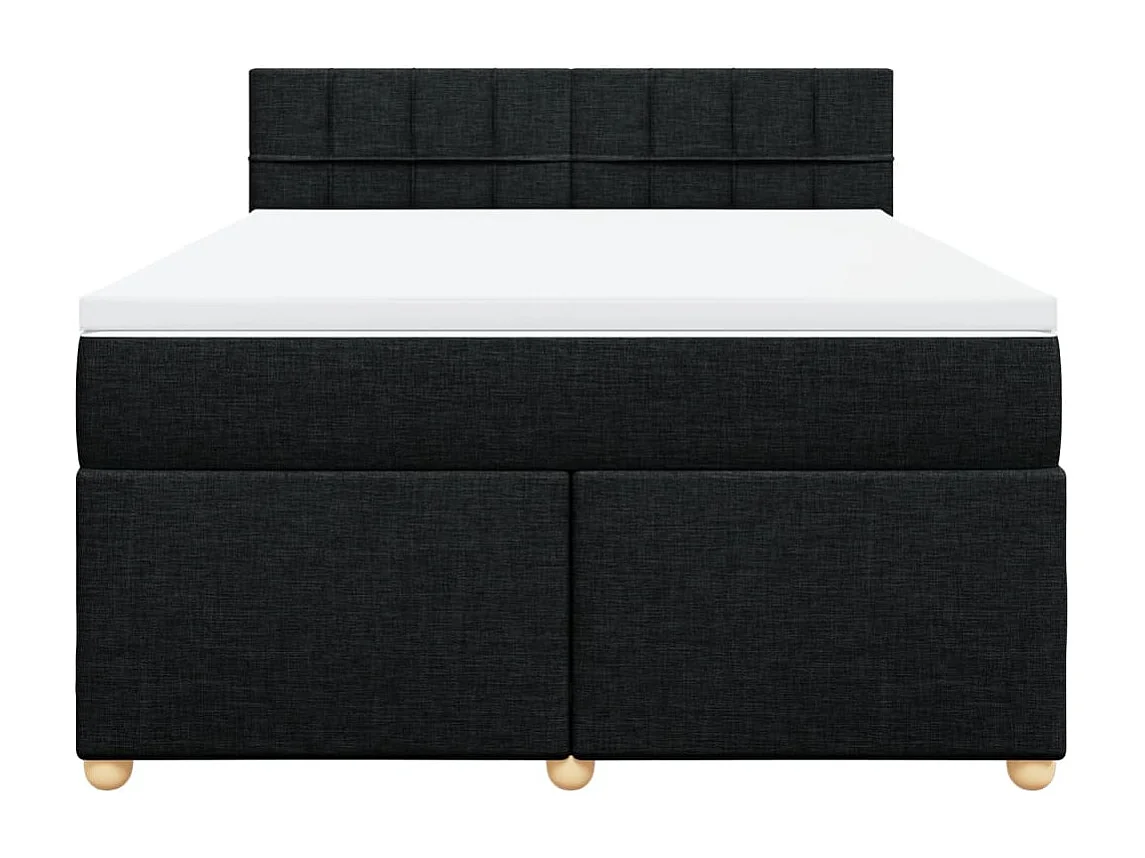 Cama box spring con colchón tela negro 140x200 cm