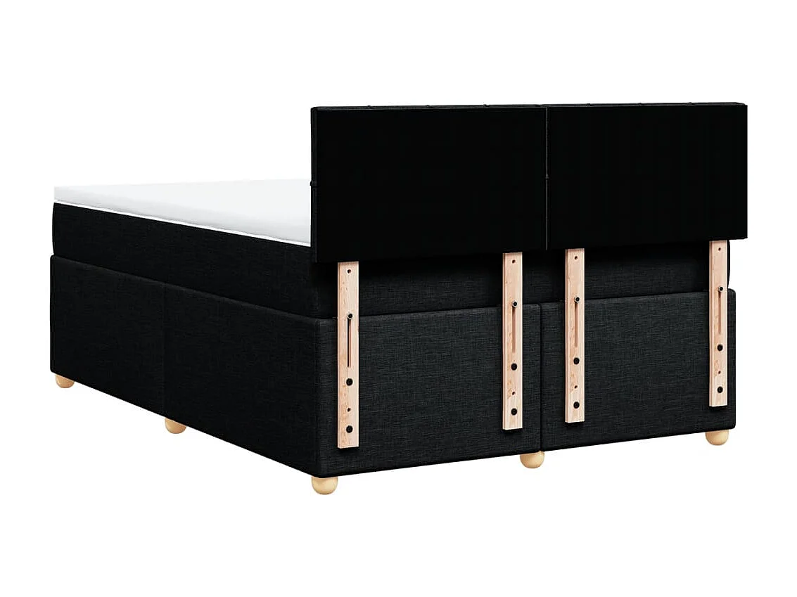 Cama box spring con colchón tela negro 140x200 cm