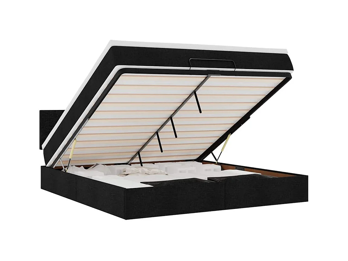 Ottoman-Bett mit Matratze Schwarz 180x200 cm Stoff