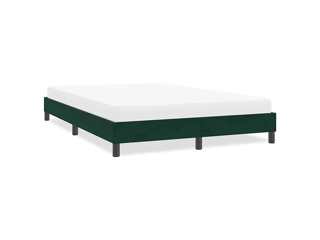 Cadre de lit sans matelas vert foncé 140x220 cm velours