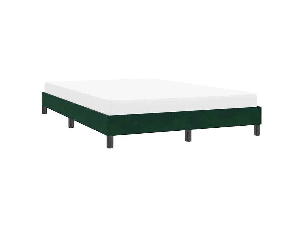 Cadre de lit sans matelas vert foncé 140x220 cm velours
