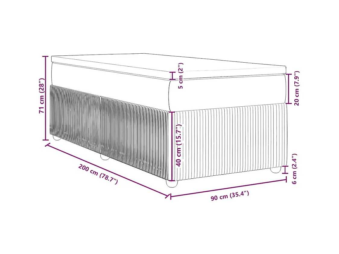 Sommier à lattes de lit avec matelas Noir 90x200 cm Tissu