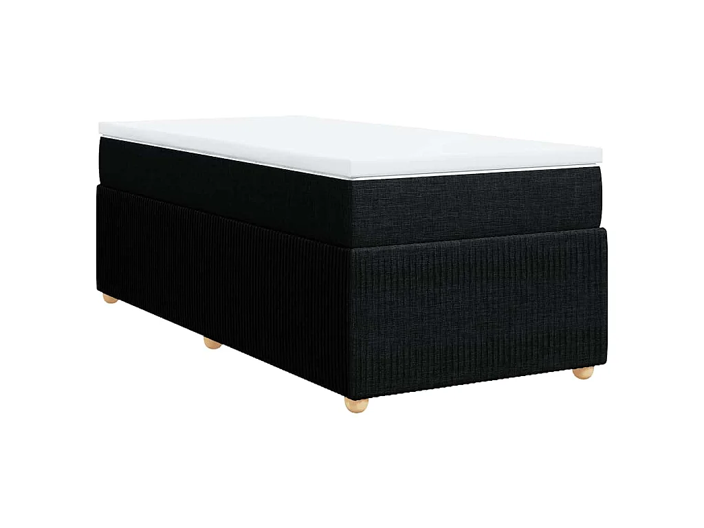 Cama box spring con colchón tela negro 90x200 cm
