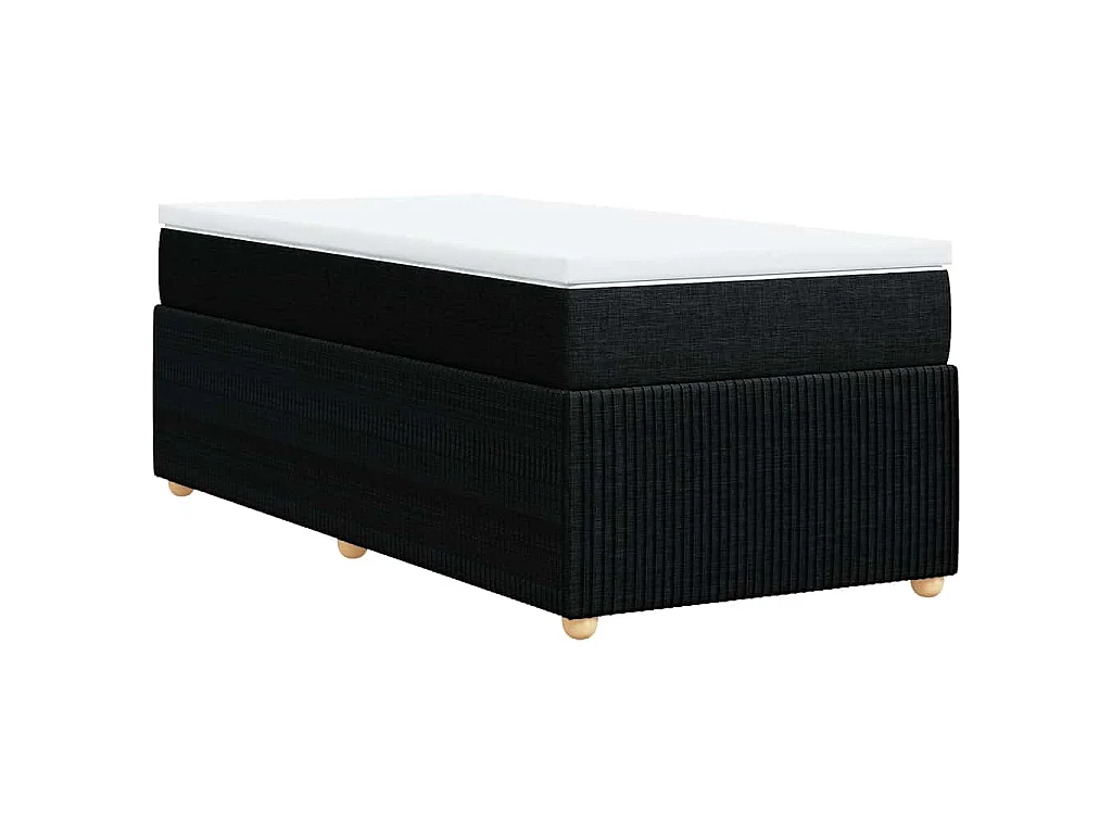 Cama box spring con colchón tela negro 90x200 cm