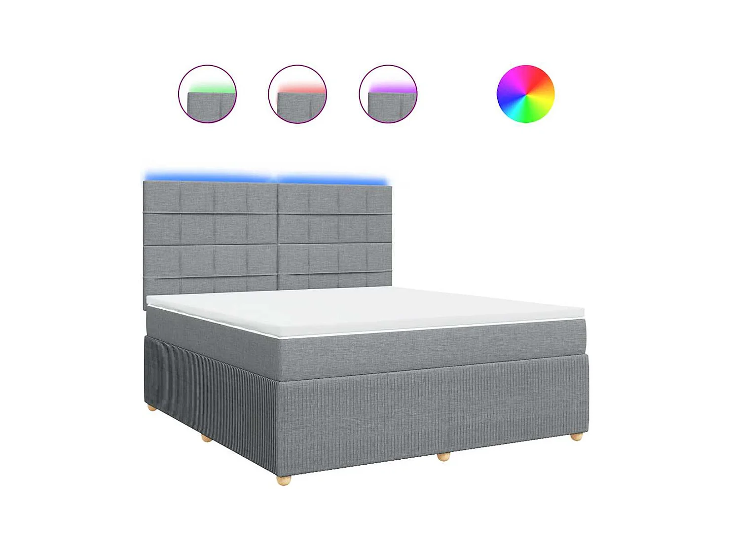 Cama box spring con colchón tela gris claro 180x200 cm