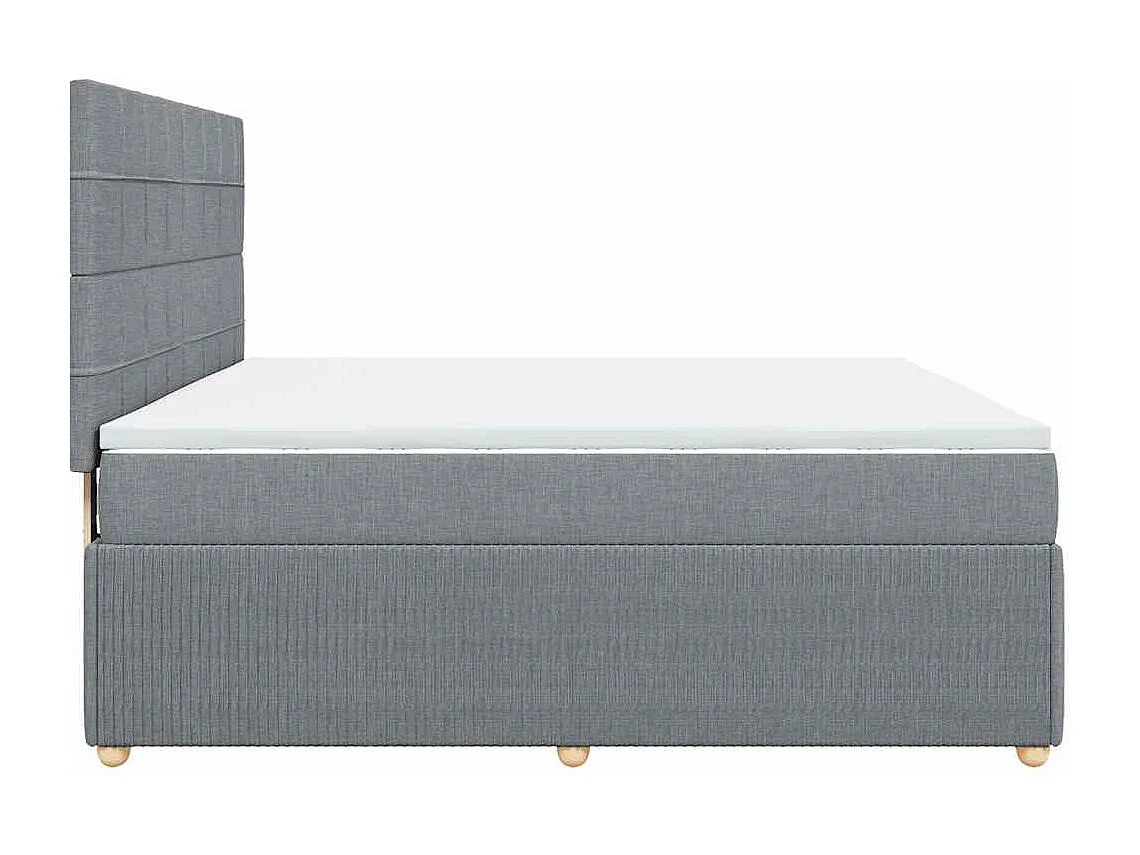 Cama box spring con colchón tela gris claro 180x200 cm
