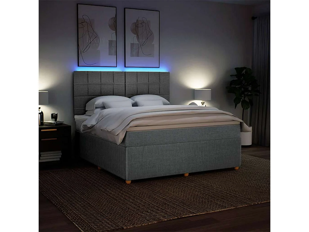 Cama com molas/colchão 180x200 cm tecido cinzento-claro