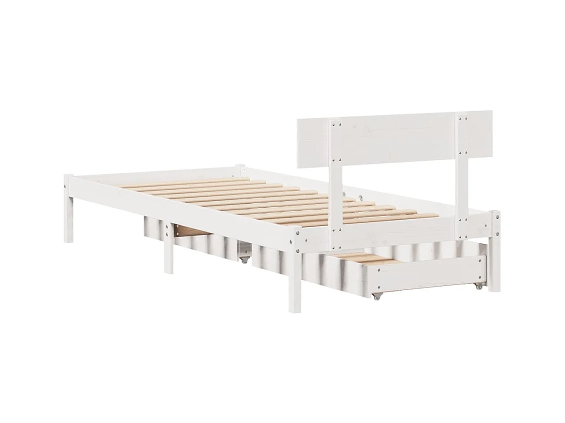 Massivholzbett ohne Matratze Weiß 90x200 cm Kiefernholz