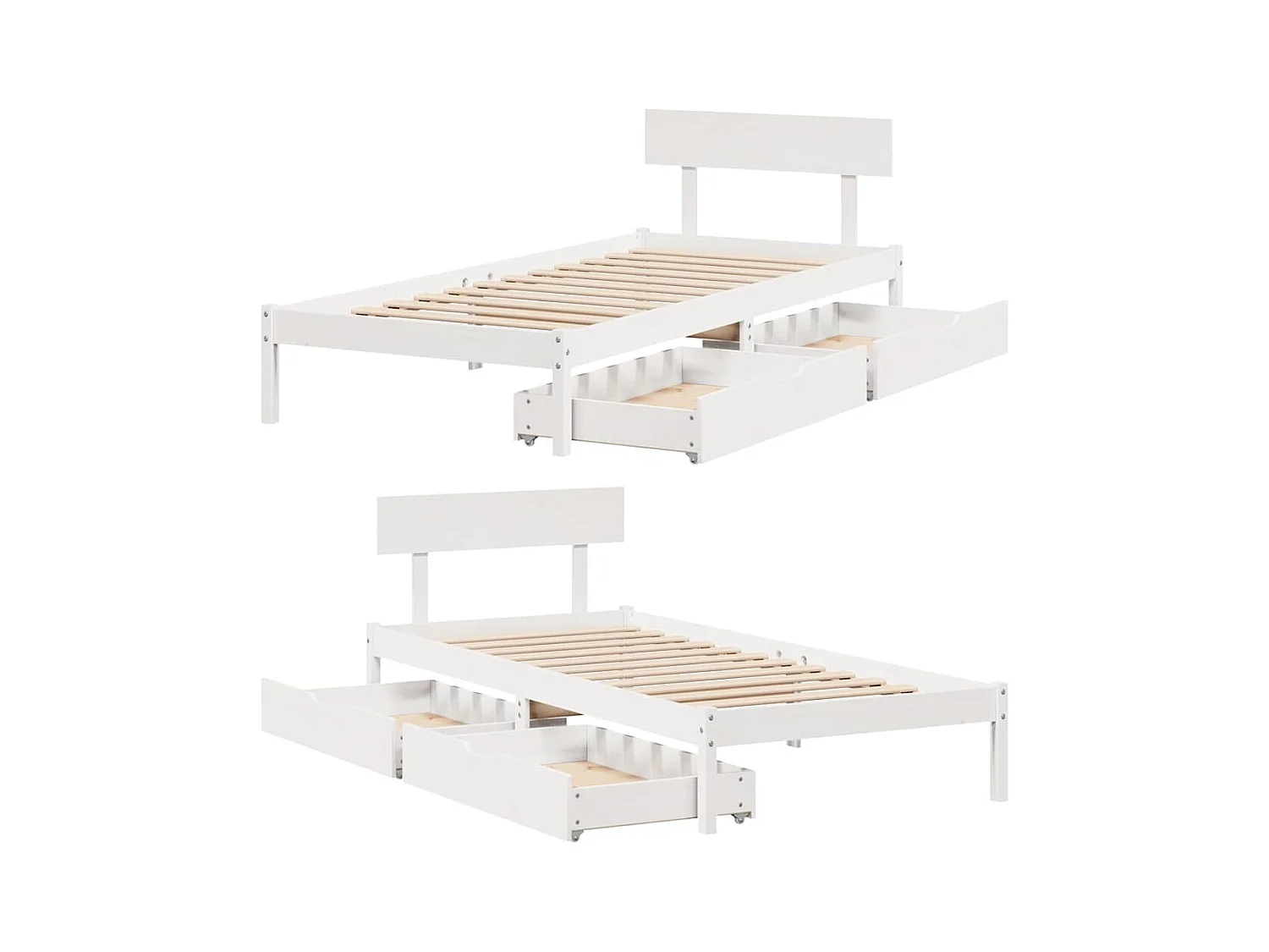 Cadre de lit sans matelas blanc 90x200 cm bois de pin massif