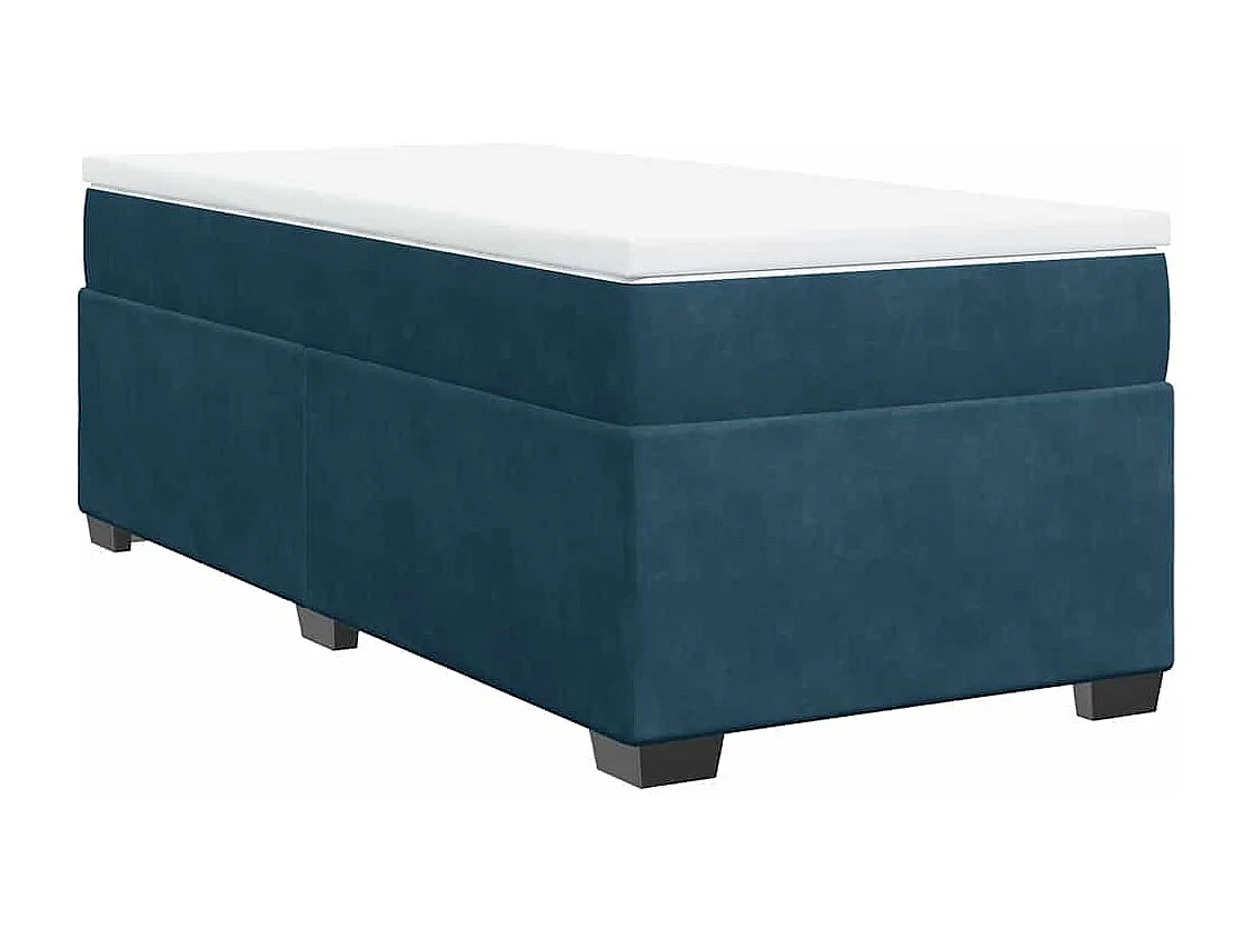 Giroletto a Molle con Materasso Blu Scuro 90x190 cm in Velluto