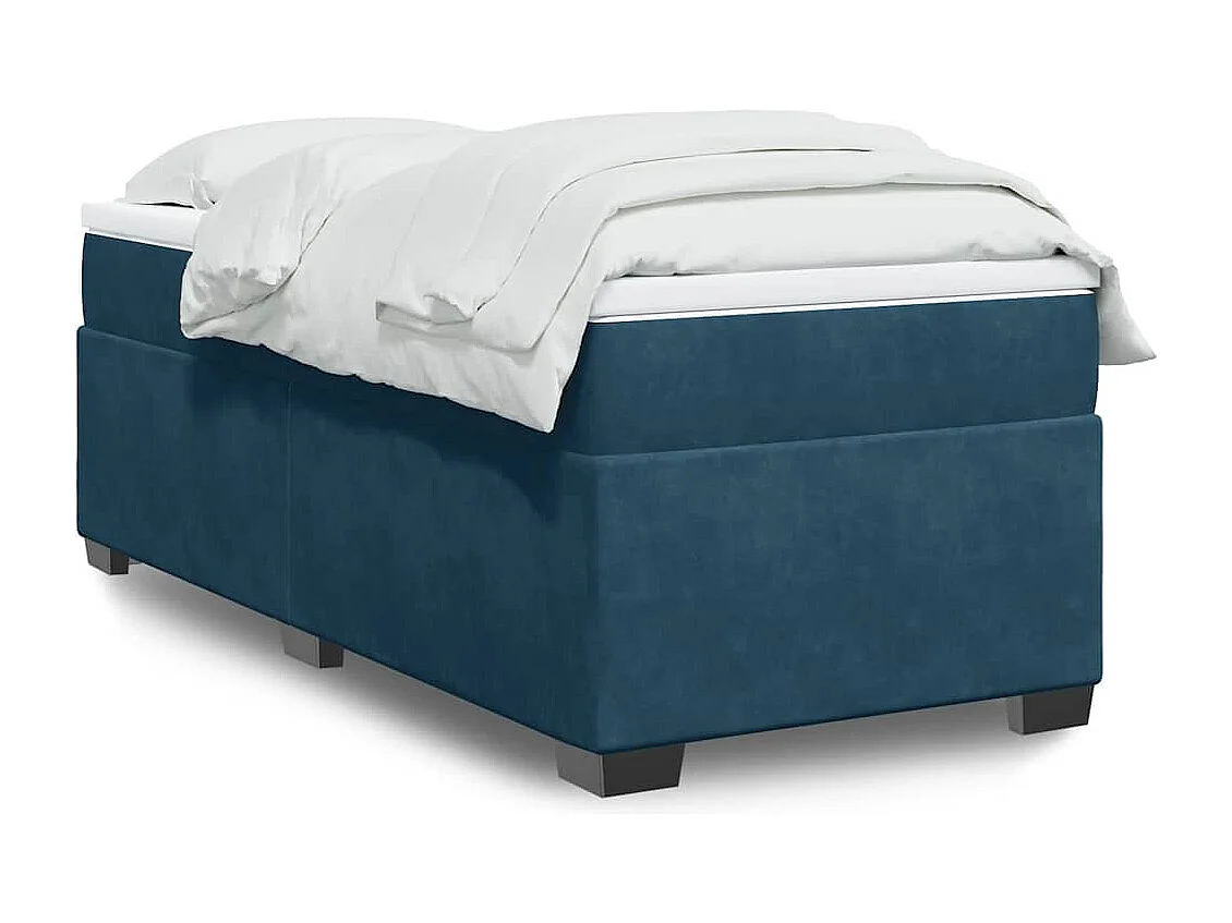Giroletto a Molle con Materasso Blu Scuro 90x190 cm in Velluto