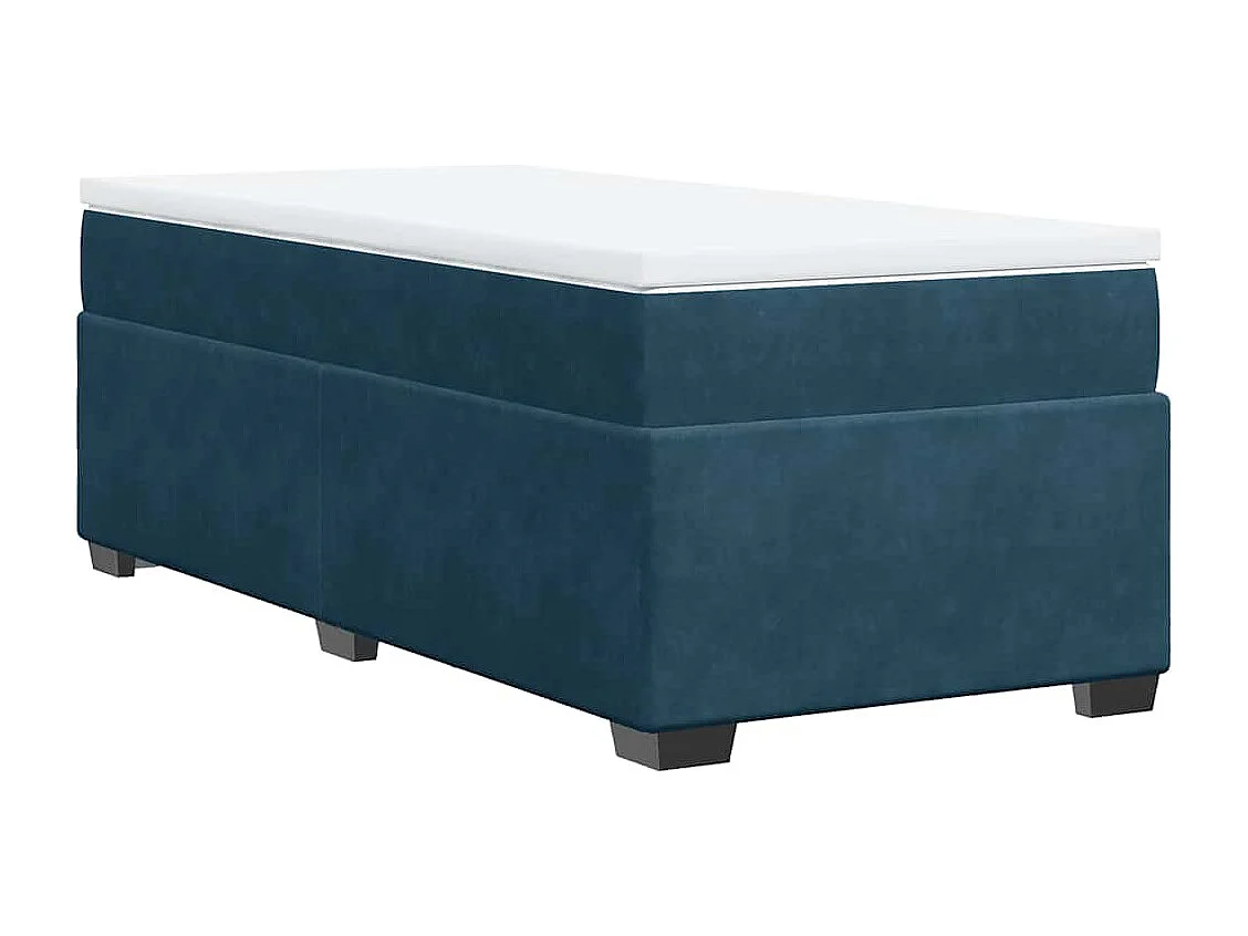 Giroletto a Molle con Materasso Blu Scuro 90x190 cm in Velluto