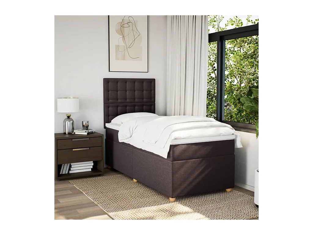 Sommier à lattes de lit avec matelas Marron foncé 100x200 cm