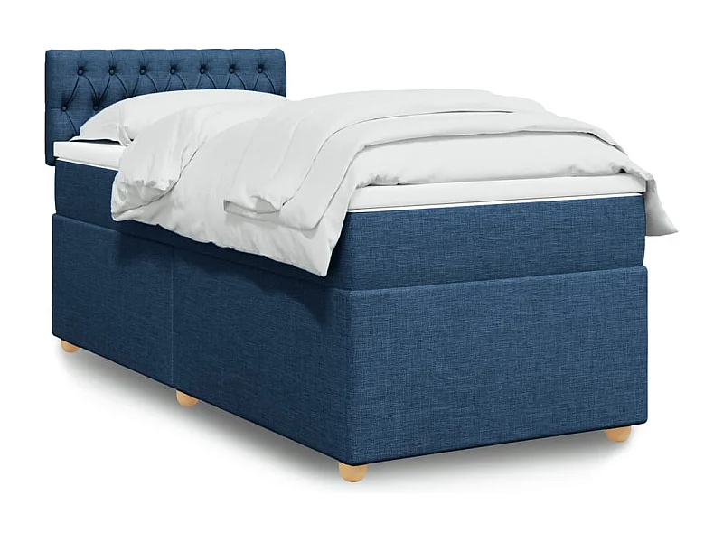 Boxspringbett mit Matratze Blau 90x200 cm Stoff